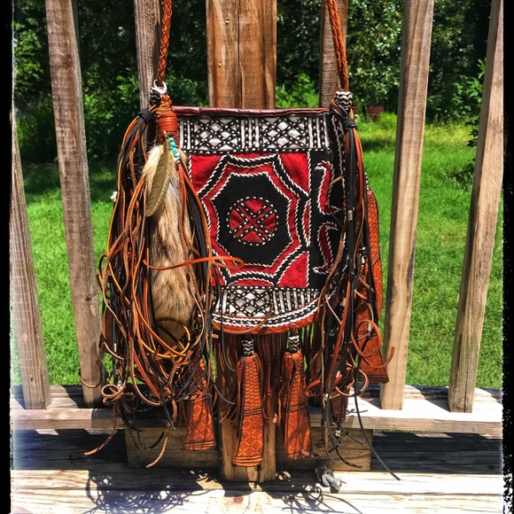 handmade Handbags - Vintage 1960’s RARE handmade leather gypsy purse